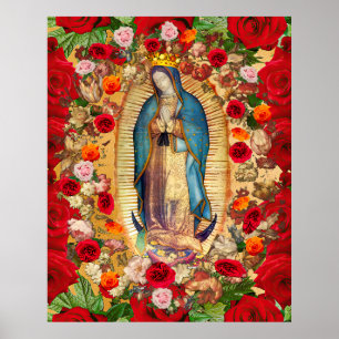 Our Lady of Guadalupe Red Roses Poster