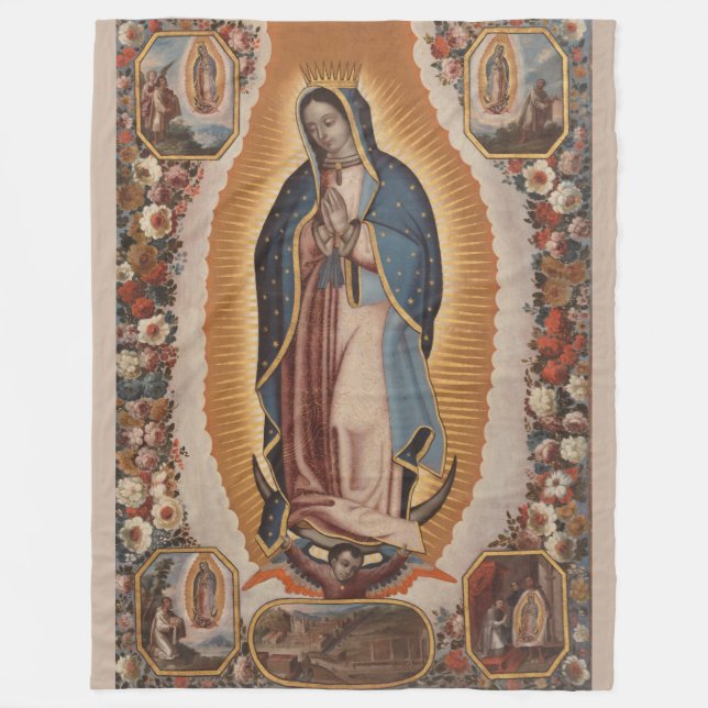 Our Lady of Guadalupe Religious Catholic Mexico Fleece Blanket (Front)