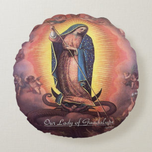 Our Lady of Guadalupe Rev12 Round Pillow