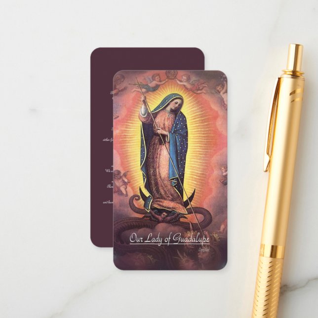 Our Lady of Guadalupe Rev 12 with Memorare Enclosure Card (Front/Back In Situ)
