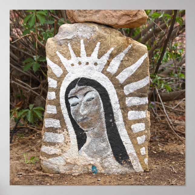 Our Lady of Guadalupe Rock Painting, Albuquerque Poster (Front)
