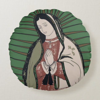 our lady of guadalupe round pillow