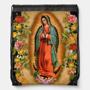 Our Lady of Guadalupe Santa Maria Spanish Virgin Drawstring Bag