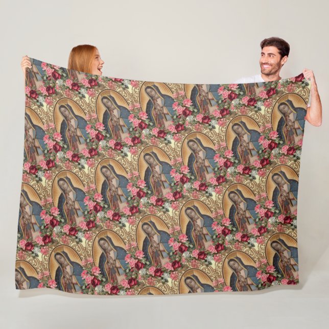 Our Lady of Guadalupe Santa Maria Spanish Virgin F Fleece Blanket (In Situ)