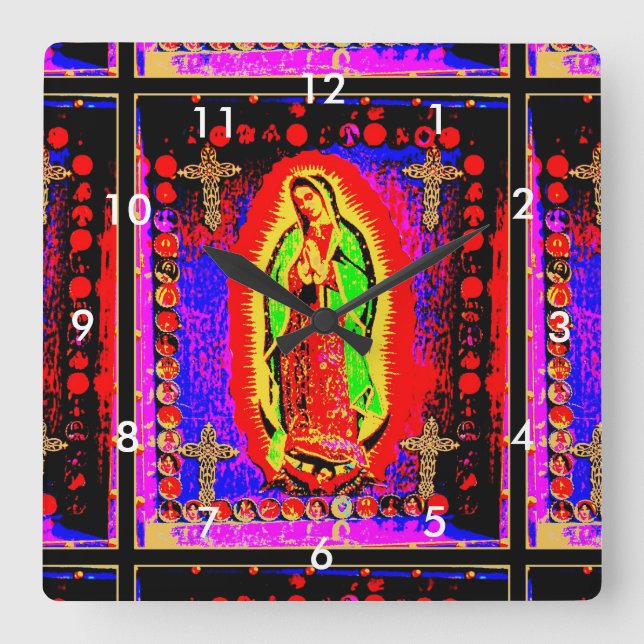 Our Lady Of Guadalupe Square Wall Clock (Front)