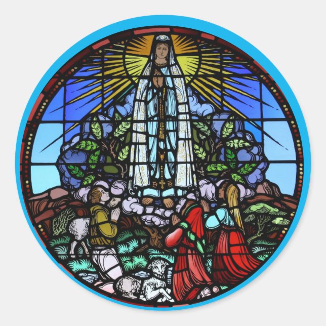 Our Lady of Guadalupe Stained Glass Envelope Classic Round Sticker (Front)