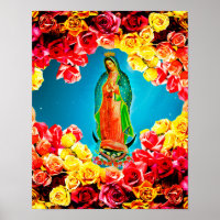 Our Lady of Guadalupe Surrounded by Roses Colorful