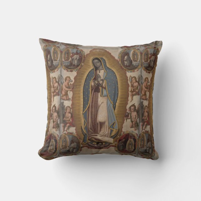 our lady of guadalupe throw pillow (Front)