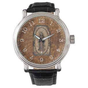 Our Lady of Guadalupe Virgin Mary Wood Look  Watch