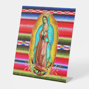 Our Lady of Guadalupe Virgin Mary Zarape Catholic Pedestal Sign