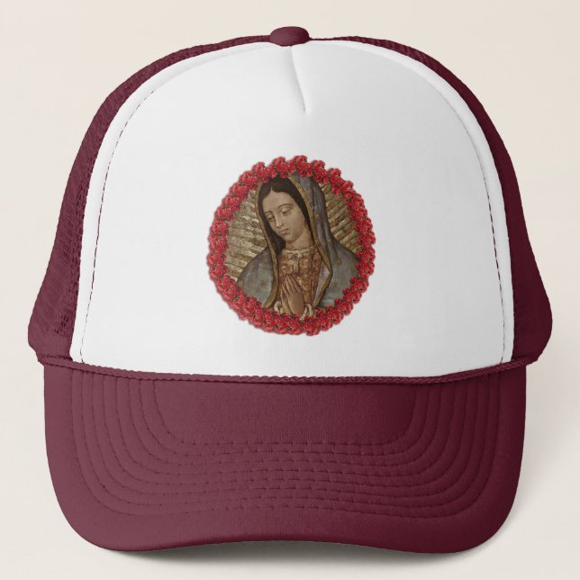 OUR LADY OF GUADALUPE WITH SPANISH ROSES TRUCKER HAT (Front)