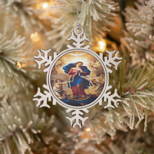 Our Lady of Knots by Litany Lane Snowflake Pewter Christmas Ornament