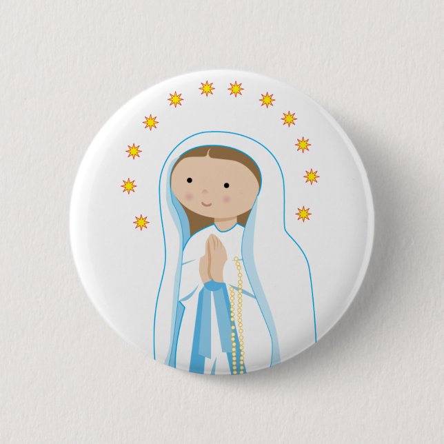 Our Lady of Lourdes 2 Inch Round Button (Front)