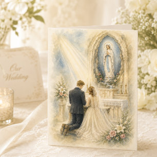 Our Lady of Lourdes Catholic Wedding Thank You Card