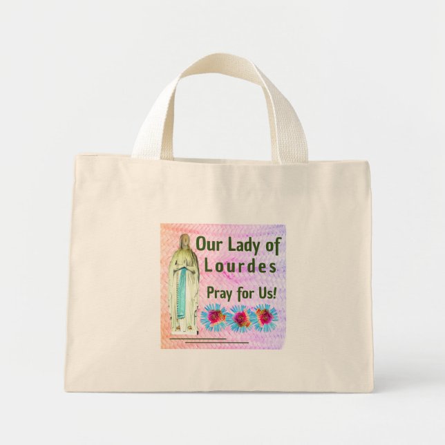 Our Lady of Lourdes Mini Tote Bag (Front)