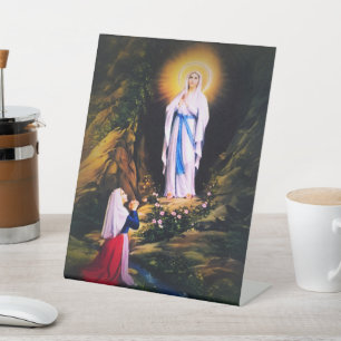 Our Lady of Lourdes Pedestal Sign