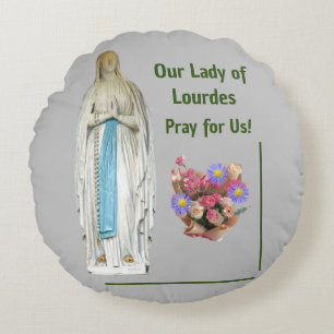 Our Lady of Lourdes Round Pillow