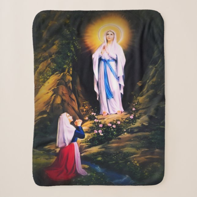 Our Lady of Lourdes Sherpa Blanket (Front)