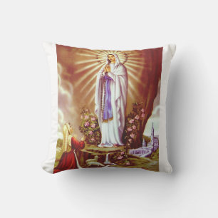 Our Lady of Lourdes Throw Pillow