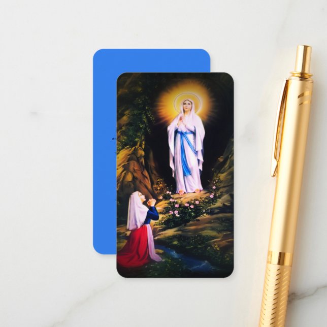 Our Lady of Lourdes with Prayer Enclosure Card (Front/Back In Situ)