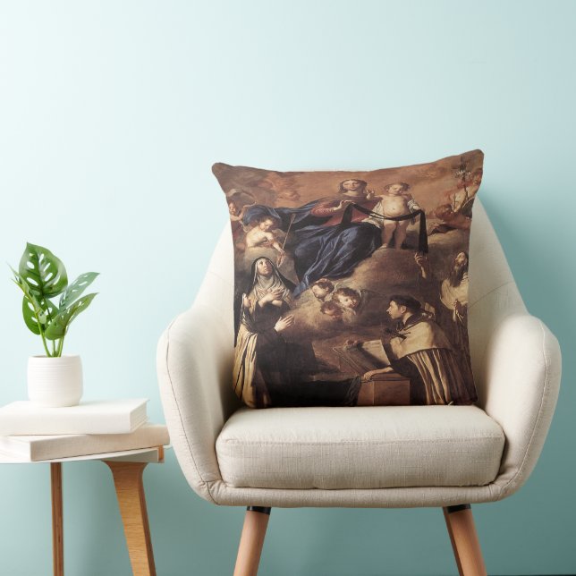 Our Lady of Mount Carmel 1641 Throw Pillow (Chair)