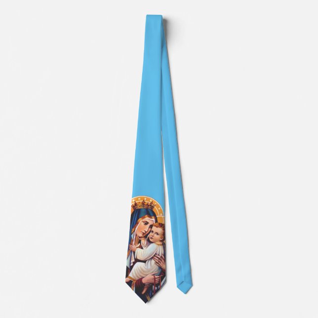 Our Lady of Mount Carmel Devotional Art Tie (Front)