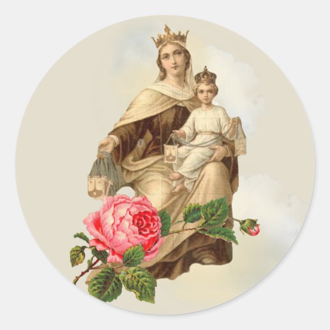 Our Lady of Mount Carmel Jesus Carmelite Classic Round Sticker (Front)