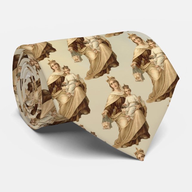 Our Lady of Mount Carmel Jesus Scapular Religious Tie (Rolled)