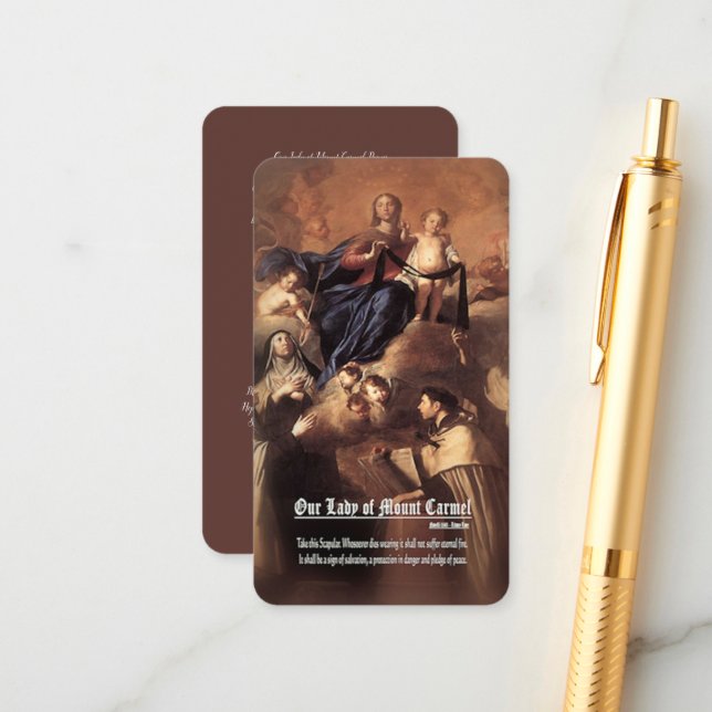 Our Lady of Mount Carmel Prayer Enclosure Card (Front/Back In Situ)