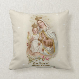 Our Lady of Mount Carmel  with the Baby Jesus Throw Pillow