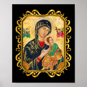 Our Lady Of Perpetual Help Blessed Mother Mary Cat Poster