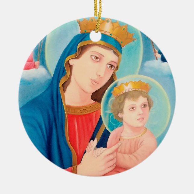 Our Lady of Perpetual Help Catholic Ceramic Ornament (Front)