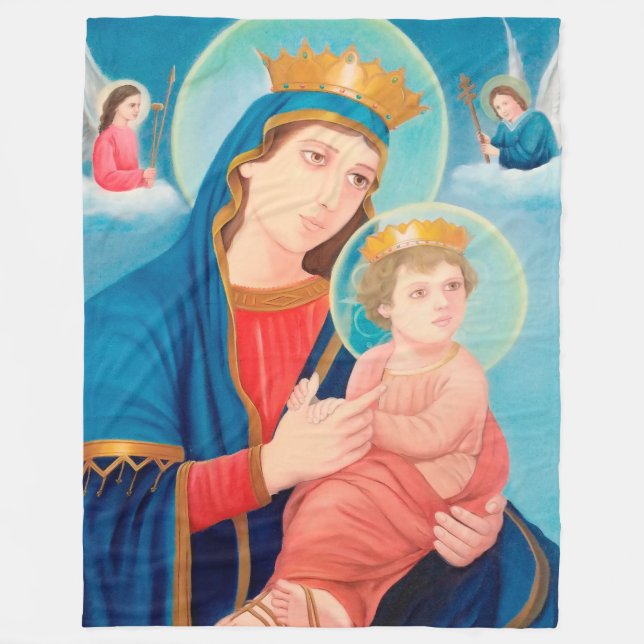 Our Lady of Perpetual Help Catholic Fleece Blanket (Front)