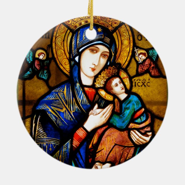 our lady of perpetual help ceramic ornament (Back)