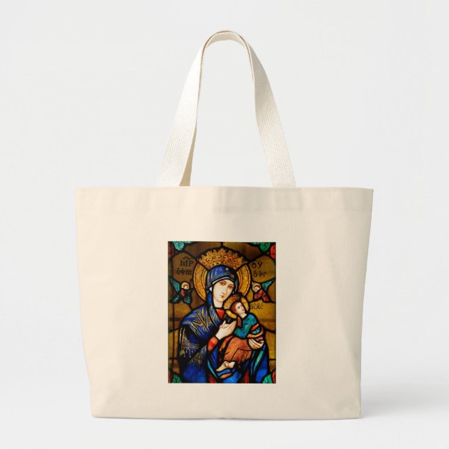 our lady of perpetual help large tote bag (Front)