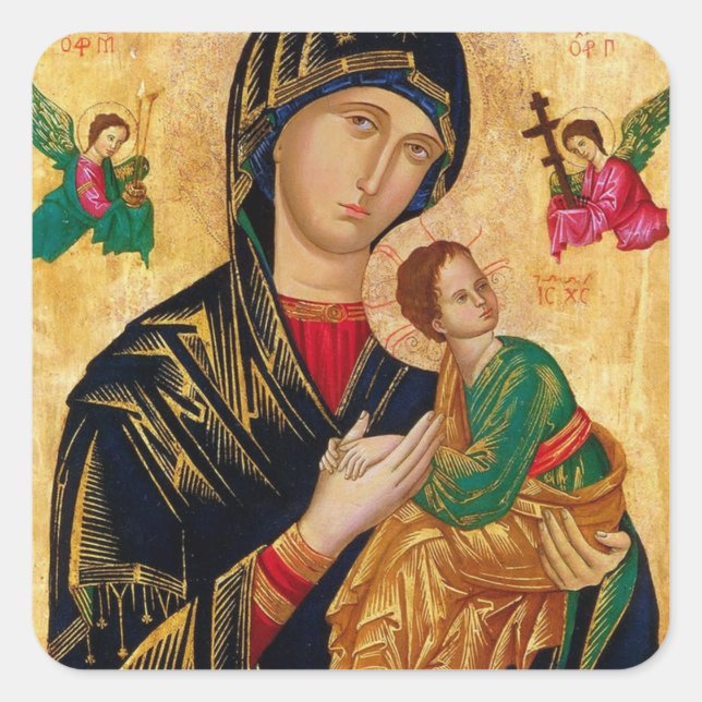 Our Lady of Perpetual Help Square Sticker (Front)