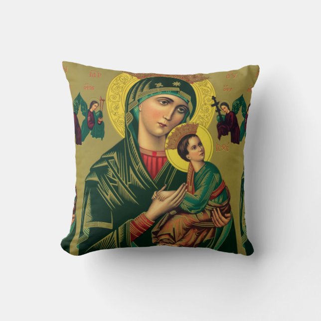 our lady of perpetual help throw pillow (Front)