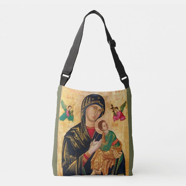 Our Lady of Perpetual help Virgin Mary Icon Russia Crossbody Bag (Front)