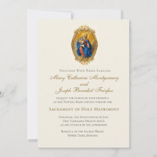 Our Lady of Pompei Catholic Wedding  Nuptial Mass Invitation