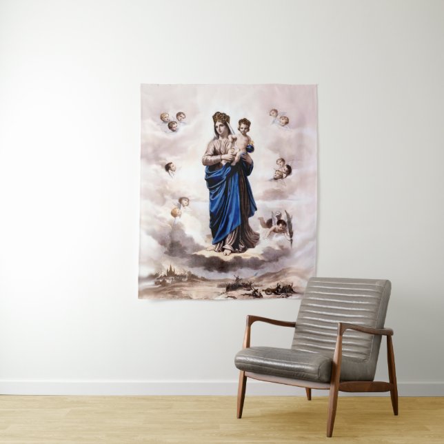 Our Lady of Prompt Succour BW Tapestry (In Situ)