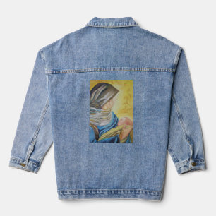 Our Lady of Silence holding baby Jesus Denim Jacket