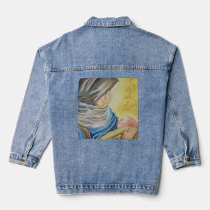 Our Lady of Silence holding baby Jesus Denim Jacket