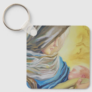 Our Lady of Silence holding baby Jesus Keychain