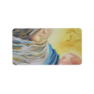 Our Lady of Silence holding baby Jesus Label