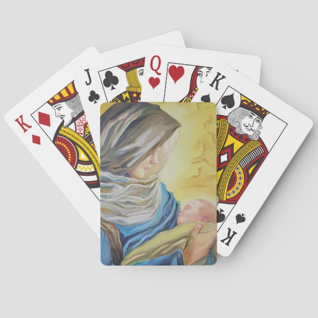 Our Lady of Silence holding baby Jesus Playing Cards (Back)