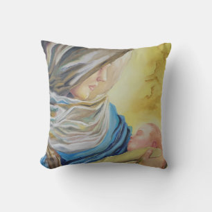 Our Lady of Silence holding baby Jesus Throw Pillow