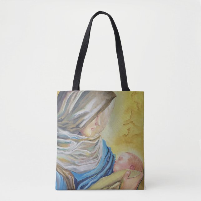 Our Lady of Silence holding baby Jesus Tote Bag (Front)