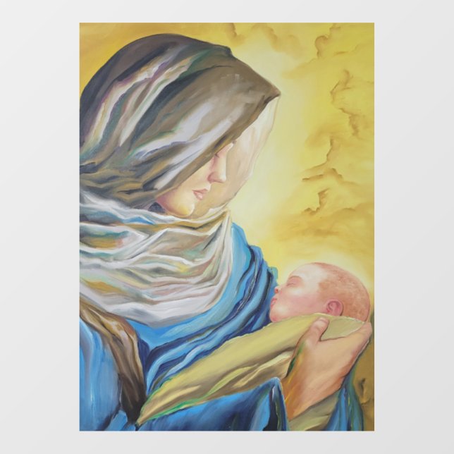 Our Lady of Silence holding baby Jesus Window Cling (Sheet)