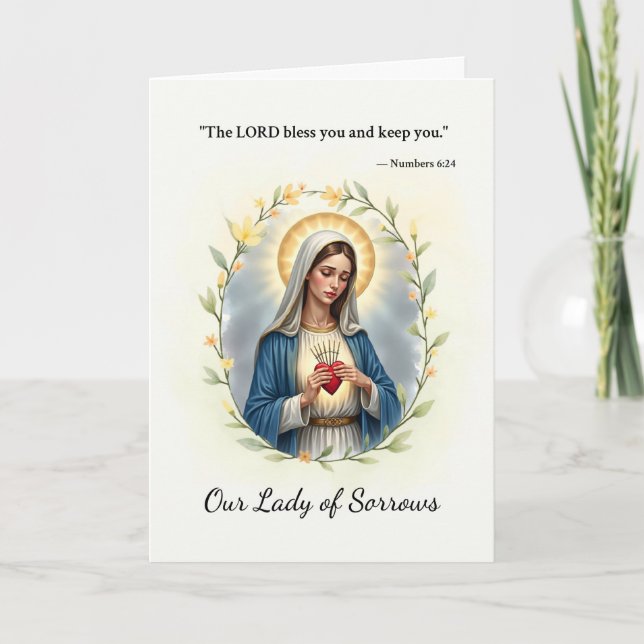 Our Lady of Sorrows God's Peace and Blessings Card (Front)