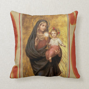 Our Lady of the Blessed Sacrament Virgin Mary Jesu Throw Pillow